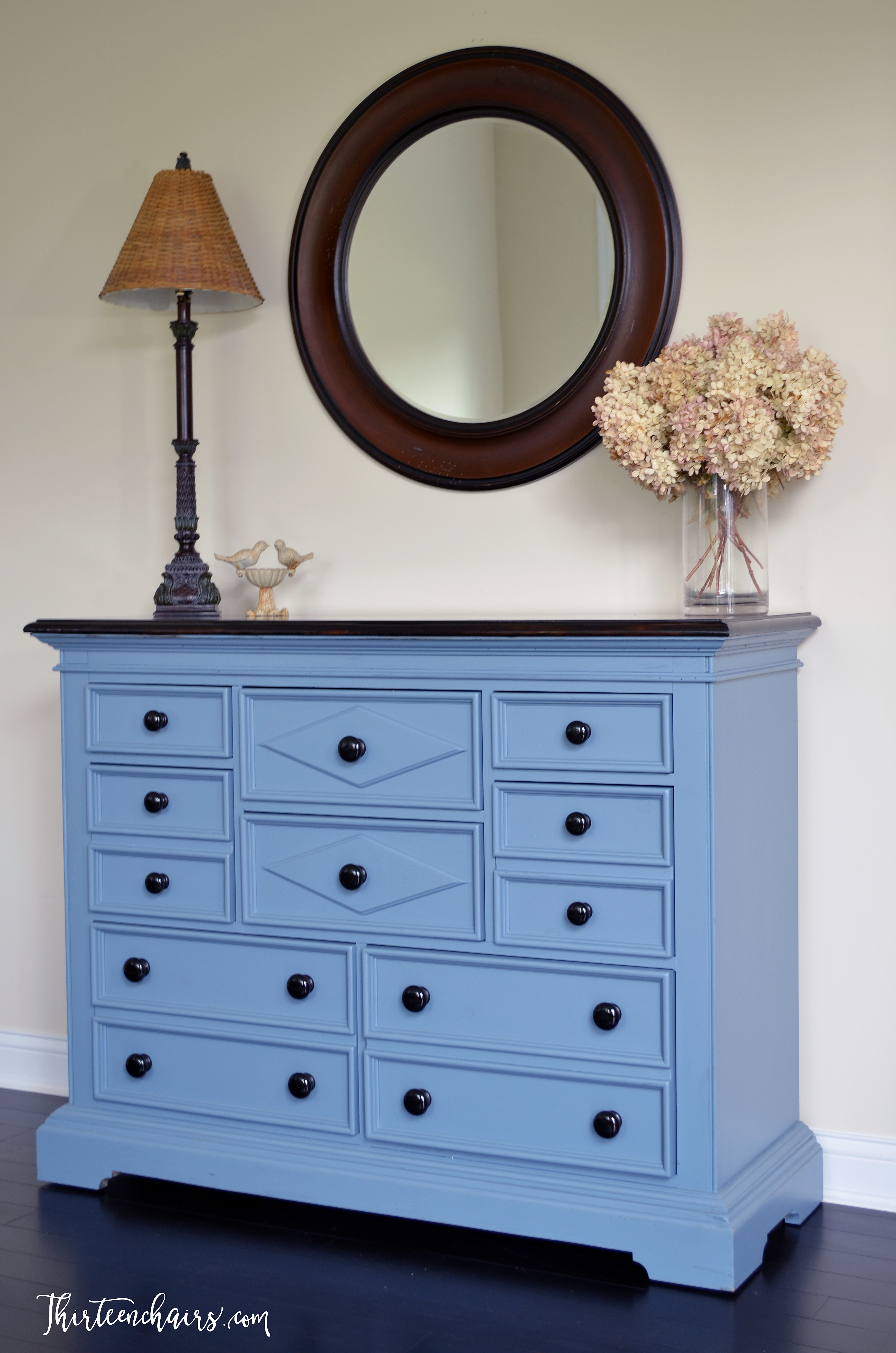 Midnight For dresser with Espresso stained top and knobs