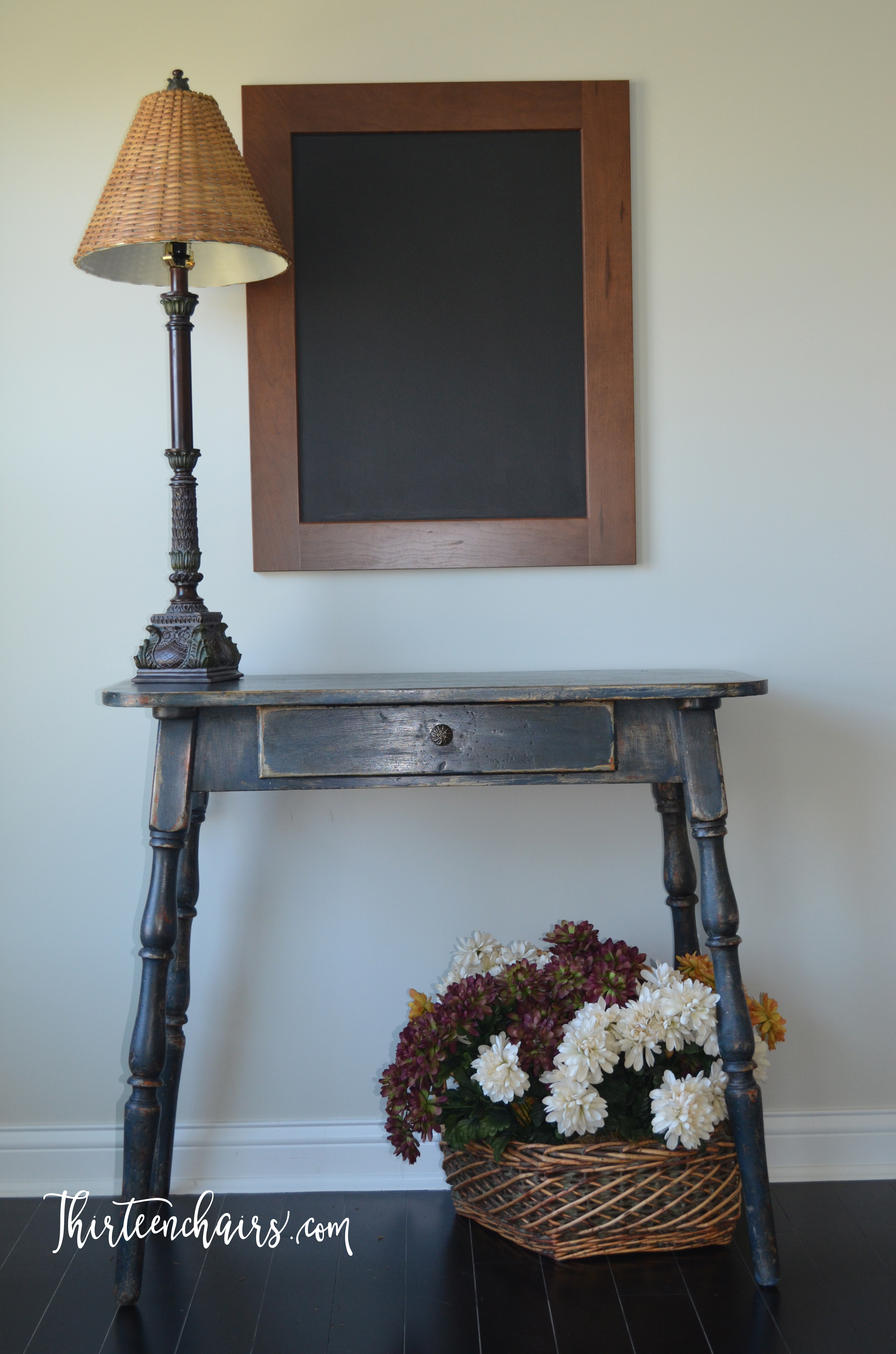 Napoleonic Blue Chalk Paint  and dark waxed Table